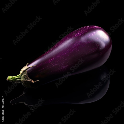 Obraz na płótnie Sleek and Stylish: Eggplant on Black Background w salonie