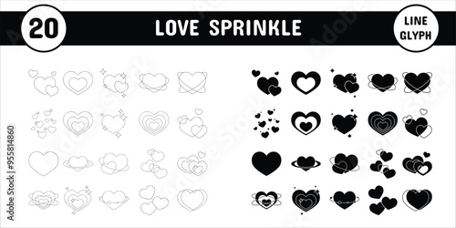 Love Sprinkle Line Glyph Vector Illustration Icon Sticker Set Design Materials