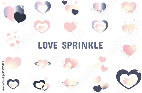 Love Sprinkle Flat Vector Illustration Icon Sticker Set Design Materials