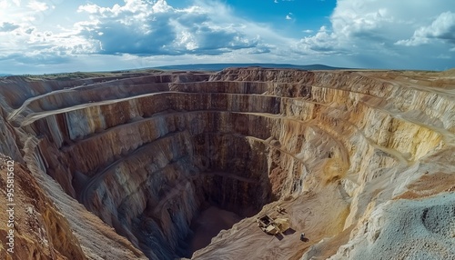 Open pit hole mineral from aerial photo resource mining activity