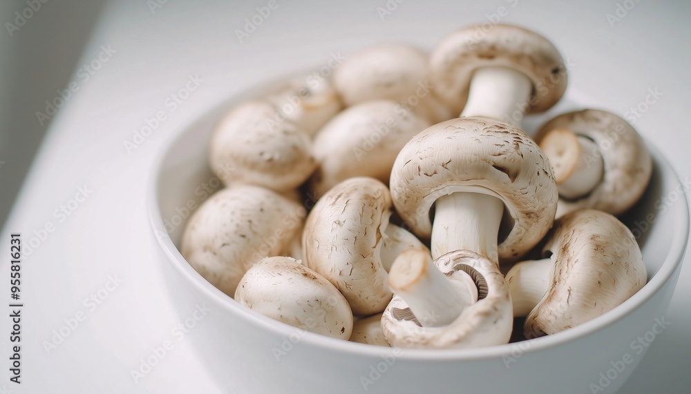 Organic mushroom healthy real food vegetable on white bowl Organic mushroom healthy real food vegetable on white bowl
