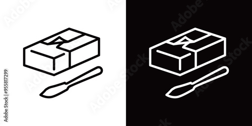 バターのシンプルな線画アイコン