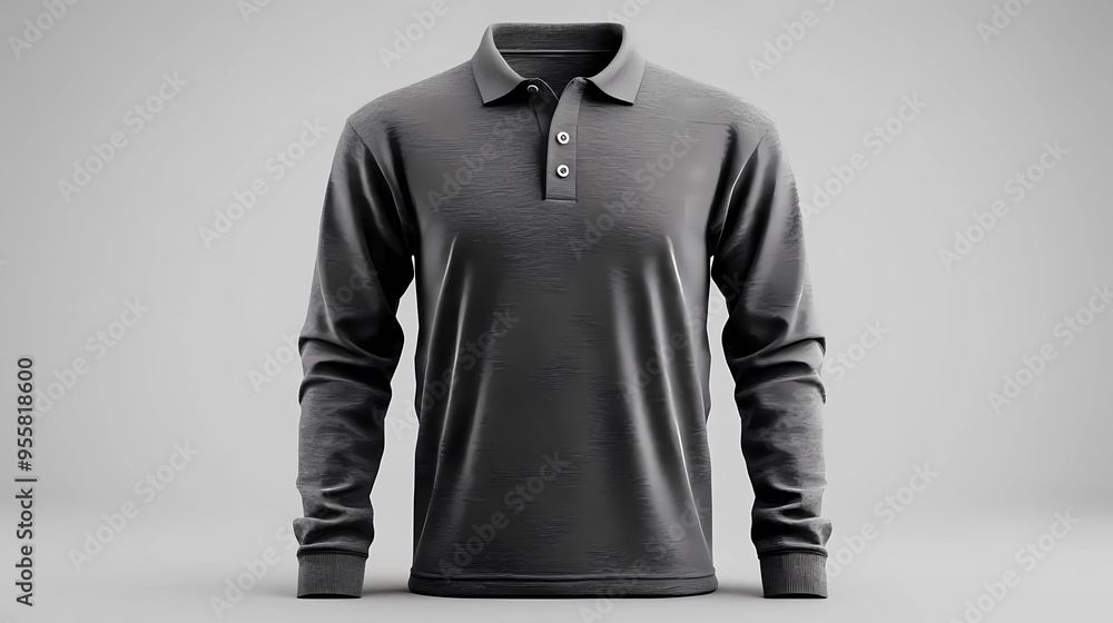 modern grey long sleeve polo shirt mockup with front and back views isolated clean white background modern grey long sleeve polo shirt mockup with front and back views isolated clean white background