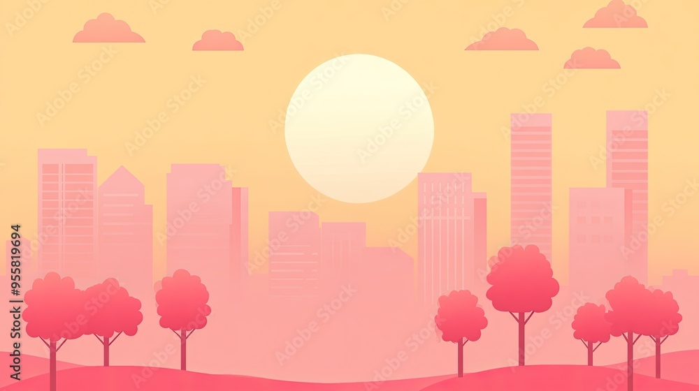 Modern Cityscape with Skyscrapers and Urban Elements Modern Cityscape with Skyscrapers and Urban Elements