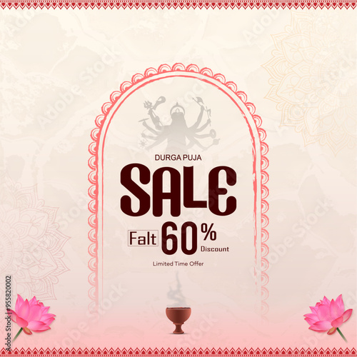 Durga Puja Poster, Happy, Durga, Puja, Sale, Poster, Print, Design, Subha Saradiya, Subho, Vijaya, Navami, Vijayadashami, Durga Puja Sale, typography, Poster, Offer, Tag, calligraphy, text, 