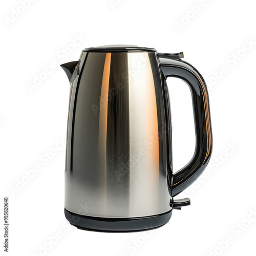 Stainless Steel Electric Kettle with Black Handle and Base