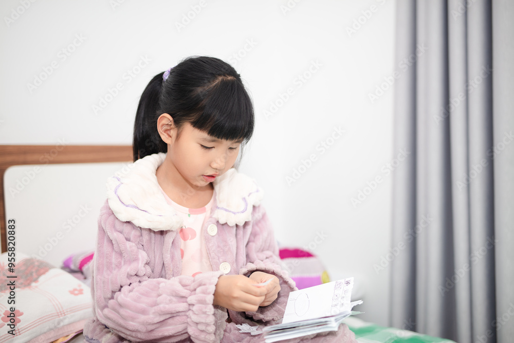 Children making handmade items at home Children making handmade items at home