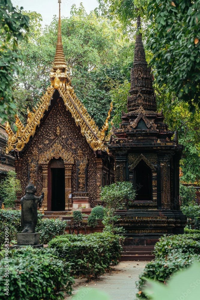 Golden Temple Ancient Architecture Buddhist Shrine Traditional Thai Temple Golden Temple Ancient Architecture Buddhist Shrine Traditional Thai Temple