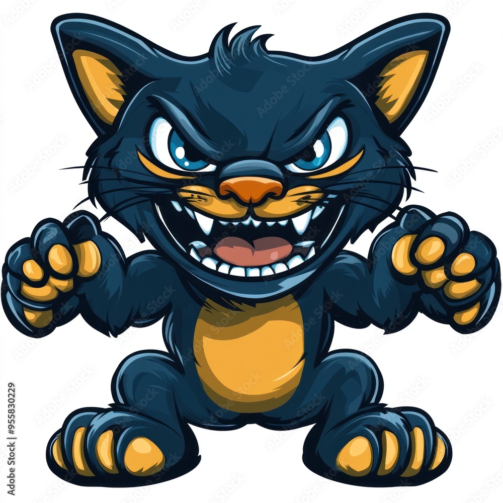 Angry Black Cat Cartoon Illustration Angry Black Cat Cartoon Illustration