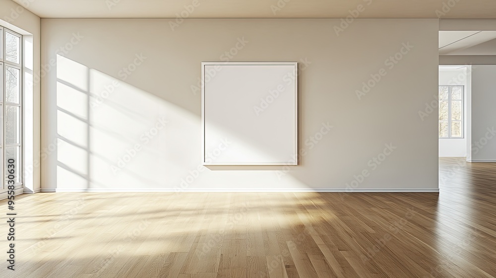 Modern Minimalist Mockup of an Empty Room with Blank Frame Modern Minimalist Mockup of an Empty Room with Blank Frame