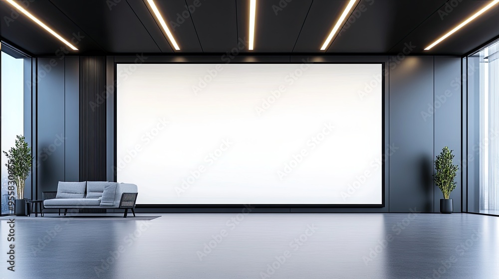 Modern Minimalist Mockup of an Empty Room with Blank Frame Modern Minimalist Mockup of an Empty Room with Blank Frame