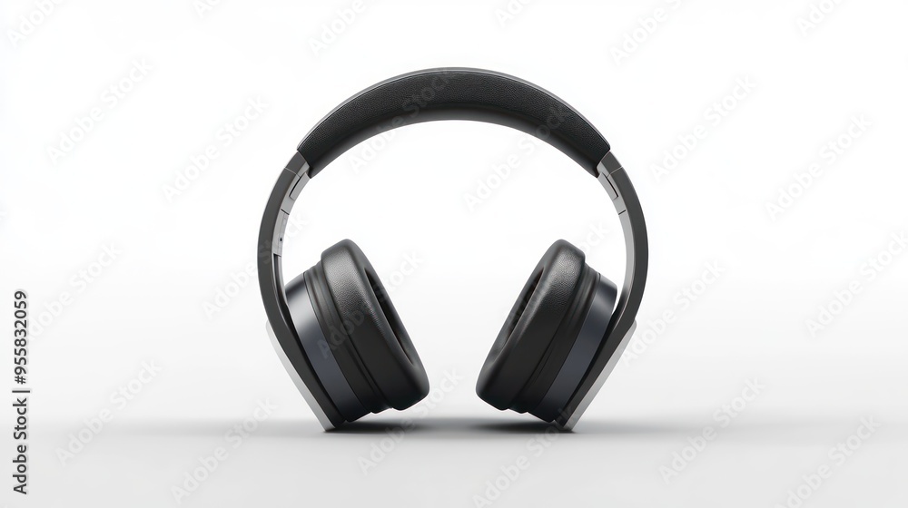 Black Over-Ear Headphones on a White Background Black Over-Ear Headphones on a White Background