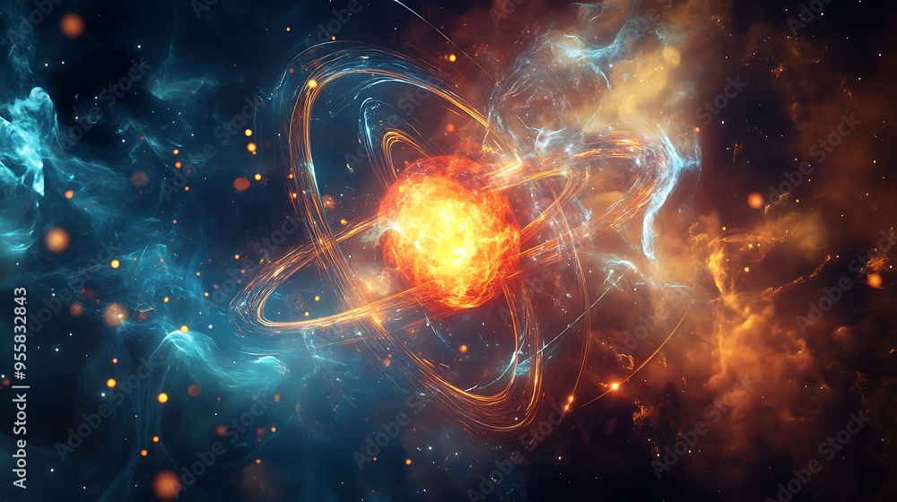 Electrifying Atomic Fission: Glowing Energy Particles in Intense Dark Space Atmosphere Electrifying Atomic Fission: Glowing Energy Particles in Intense Dark Space Atmosphere