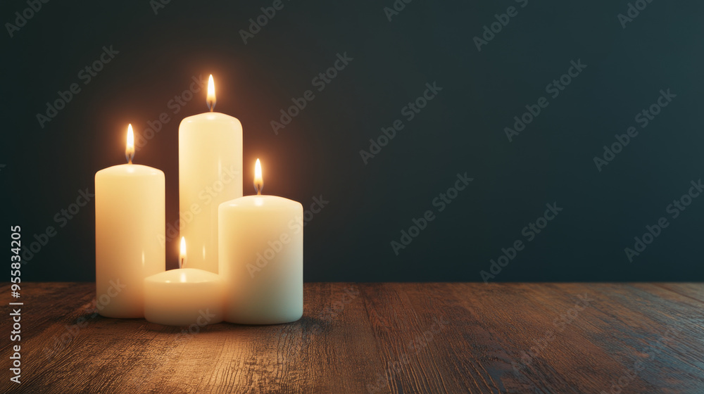 Glowing candles in dark room create warm and inviting atmosphere. soft light enhances cozy ambiance, perfect for relaxation or meditation. Glowing candles in dark room create warm and inviting atmosphere. soft light enhances cozy ambiance, perfect for relaxation or meditation.