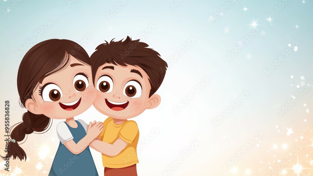 A boy and a girl are hugging each other A boy and a girl are hugging each other