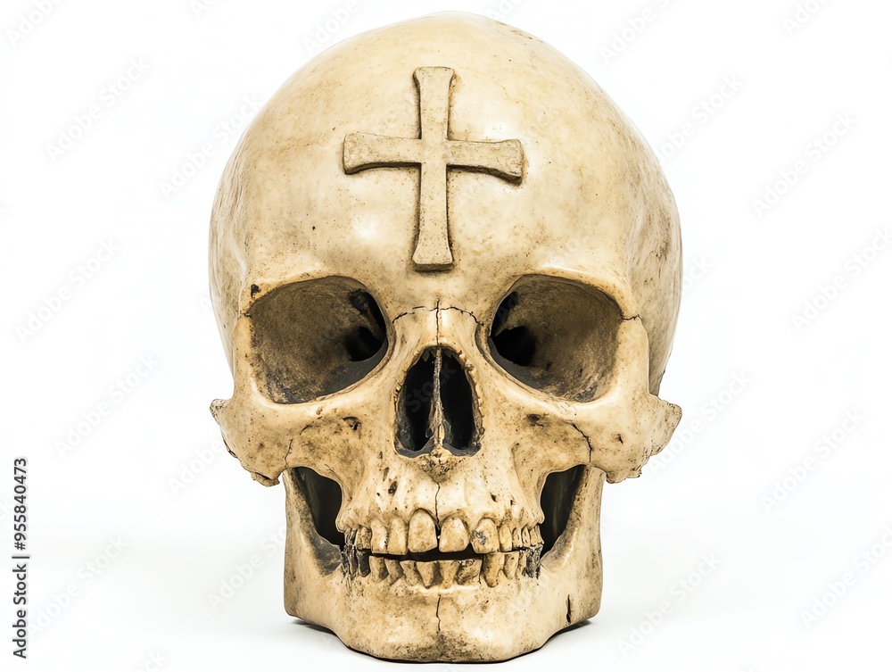 Obraz premium Skull with Cross Decorated with crosses