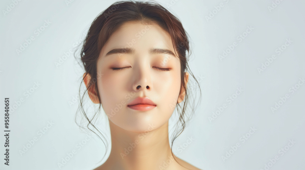 Radiant Close-Up of a Young Asian Woman's Face with Healthy Skin Radiant Close-Up of a Young Asian Woman's Face with Healthy Skin