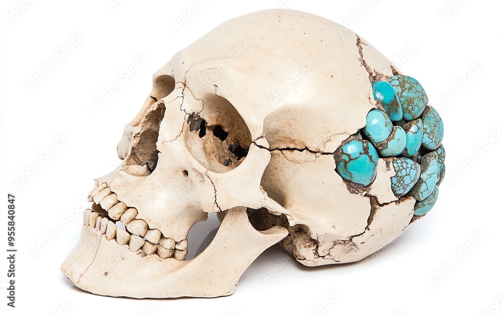 Skull with Turquoise Decorated with turquoise stones Skull with Turquoise Decorated with turquoise stones