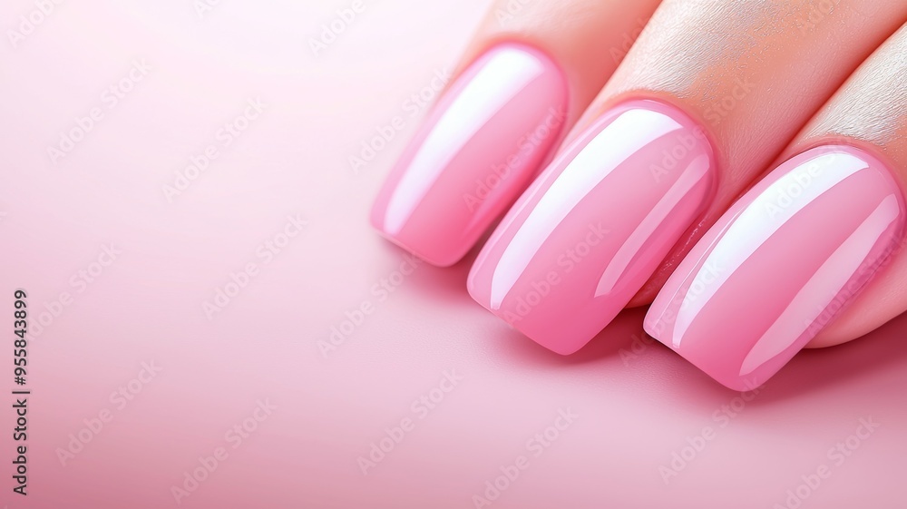 A woman's hand with long pink nails A woman's hand with long pink nails