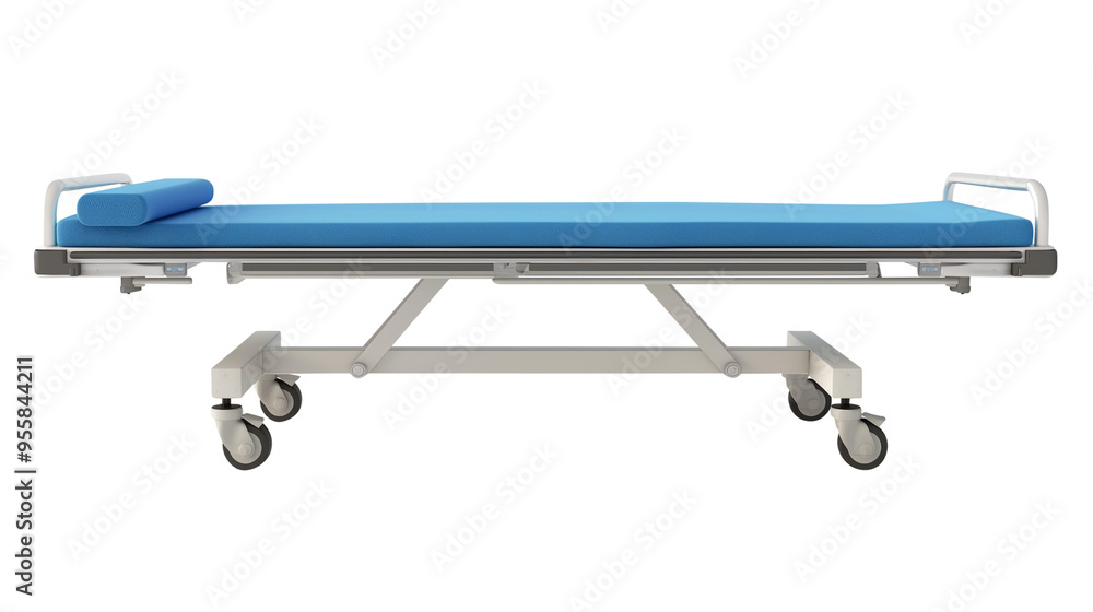 Hospital resting Bench stretcher isolated on transparent white background, clipping path Hospital resting Bench stretcher isolated on transparent white background, clipping path