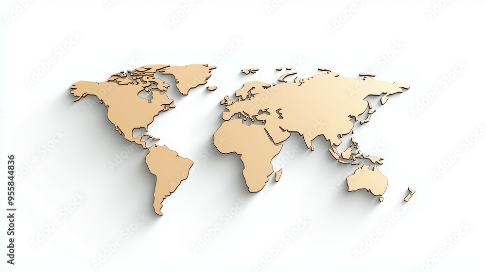 A gold colored globe with the continents of Africa, Asia, Europe, North America A gold colored globe with the continents of Africa, Asia, Europe, North America