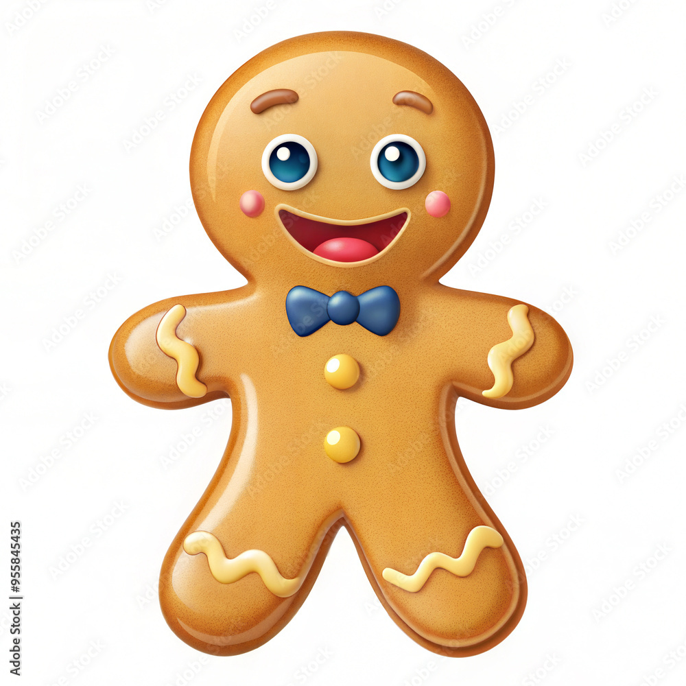 Cute gingerbread man with a joyful expression on a white background for festive decoration
Cute gingerbread man with a joyful expression on a white background for festive decoration