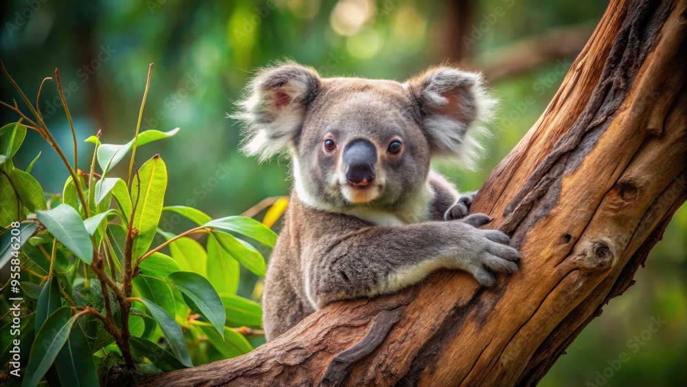 Koala resting in eucalyptus tree , Wildlife, native, Australia, marsupial, adorable, cute, furry, bushland Koala resting in eucalyptus tree , Wildlife, native, Australia, marsupial, adorable, cute, furry, bushland