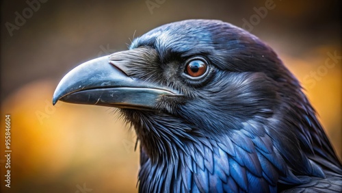 Intense close-up shot of a raven with a piercing stare, raven, bird, wildlife, black, feathers, close-up, intense, stare, eyes photo