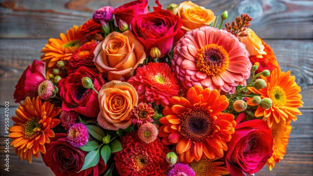 Vibrant and artistic bouquet of red, orange, and pink flowers , vibrant, artistic, bouquet, red, orange, pink, flowers Vibrant and artistic bouquet of red, orange, and pink flowers , vibrant, artistic, bouquet, red, orange, pink, flowers