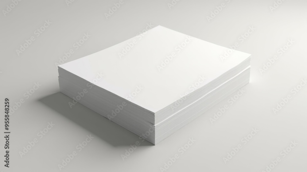 A stack of white paper is on a white background A stack of white paper is on a white background