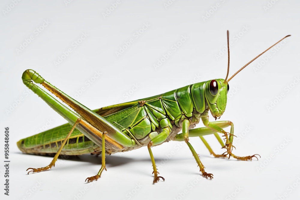 Green grasshopper isolated on white background Green grasshopper isolated on white background