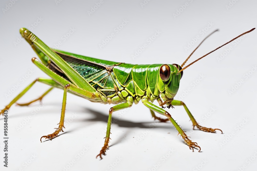 Green grasshopper isolated on white background Green grasshopper isolated on white background