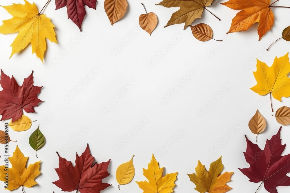 Floral spring frame with autumn leaves perfect for autumnal cards or nature-themed designs Floral spring frame with autumn leaves perfect for autumnal cards or nature-themed designs