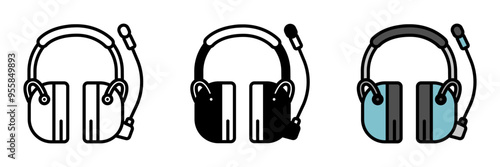 Headset Icon, A communication device worn by pilots and ground crew, providing clear, hands-free communication during flight or operations.