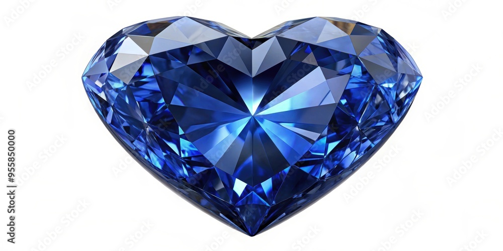 Fototapeta premium Dark blue diamond heart cut in sapphire style , blue, diamond, heart, cut, sapphire, style, gemstone, precious