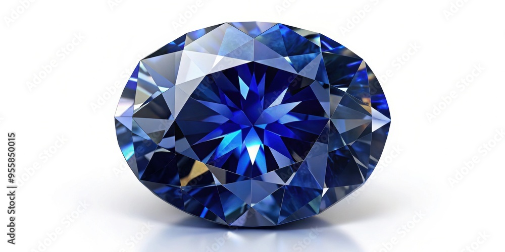 Dark blue sapphire round cut diamond close-up on white background, sapphire, round cut, dark blue, diamond, gemstone, precious Dark blue sapphire round cut diamond close-up on white background, sapphire, round cut, dark blue, diamond, gemstone, precious