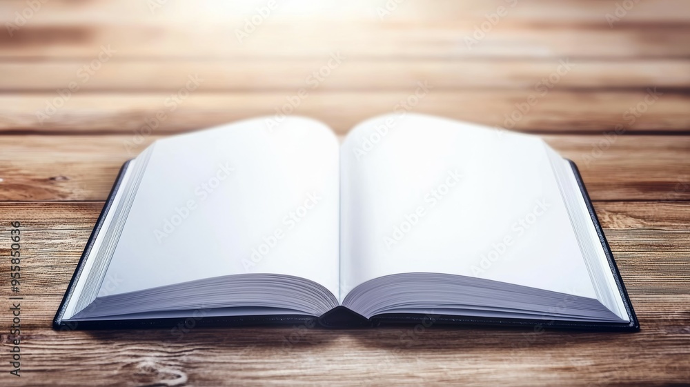 A book is open on a wooden table A book is open on a wooden table