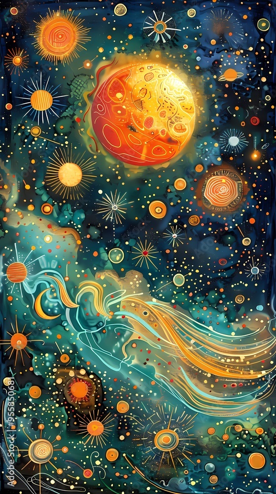 Fototapeta premium Universe planet abstract illustration poster background