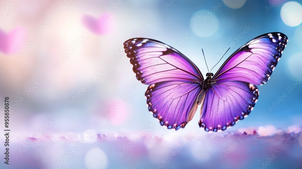 A beautiful purple butterfly is flying in the air A beautiful purple butterfly is flying in the air