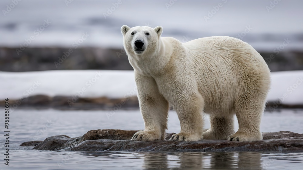 Fototapeta premium Wildlife environment polar bear animal snow concept