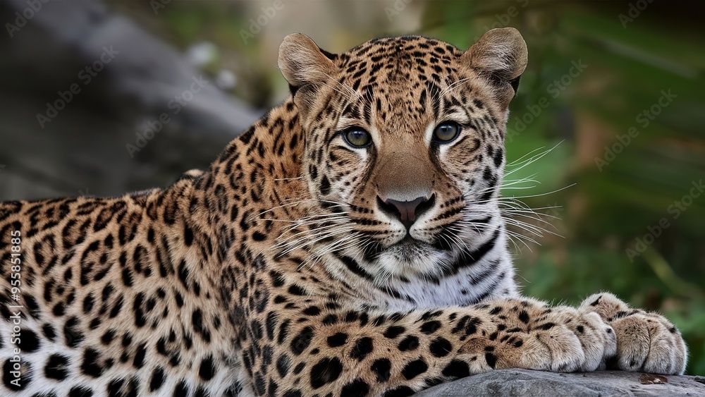 Leopard in the zoo, closeup wildlife nature environment concept Leopard in the zoo, closeup wildlife nature environment concept