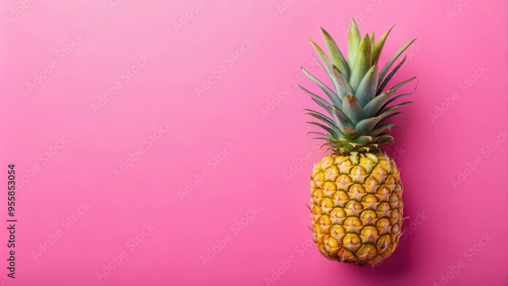 Yellow pineapple isolated on a pink background, tropical, fruit, vibrant, colorful, summer, cute, exotic, juicy, fresh Yellow pineapple isolated on a pink background, tropical, fruit, vibrant, colorful, summer, cute, exotic, juicy, fresh