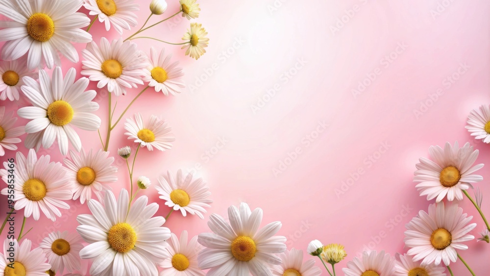 Pink background with delicate chamomile flowers for a floral design, chamomile, flowers, pink, background, nature, floral, bloom Pink background with delicate chamomile flowers for a floral design, chamomile, flowers, pink, background, nature, floral, bloom