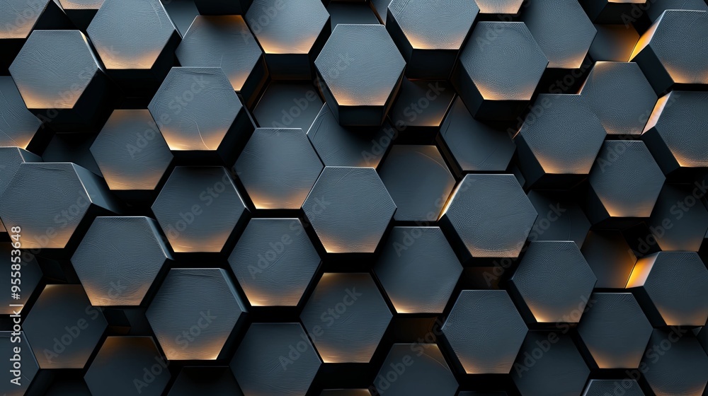 Abstract Geometric Hexagon Pattern with Glowing Edges Abstract Geometric Hexagon Pattern with Glowing Edges