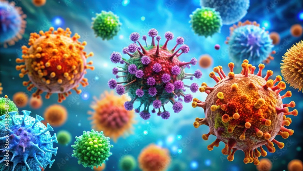 Naklejka premium Lymphocytes such as T cells, B cells are part of the immune system, immunity, defense, white blood cells