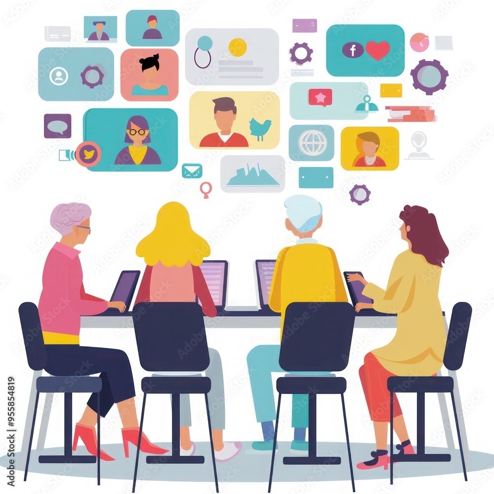 Digital Collaboration Diverse Group Laptops Digital Collaboration Diverse Group Laptops