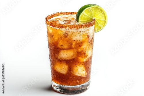 Wallpaper Mural Iced Michelada with Lime Wedge and Chili Powder Rim Torontodigital.ca