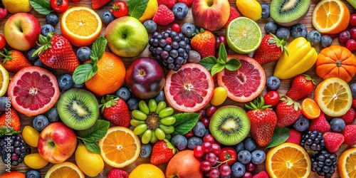 Abstract wallpaper featuring various colors of fruits , abstract, wallpaper, colorful, fruits, art, vibrant, pattern