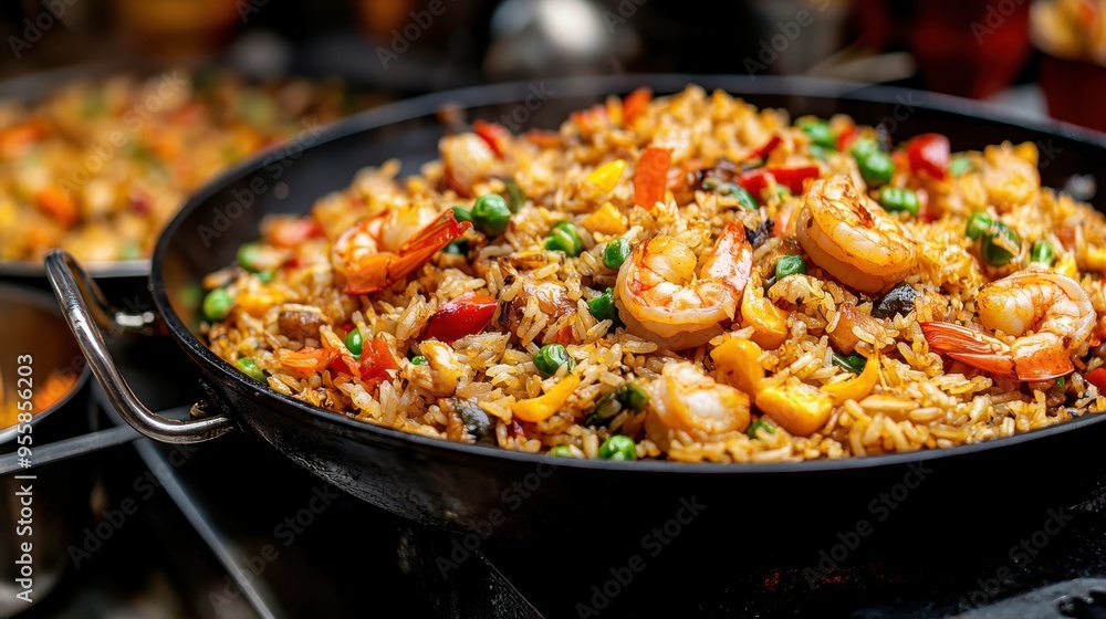Delicious Shrimp Fried Rice in a Wok Delicious Shrimp Fried Rice in a Wok