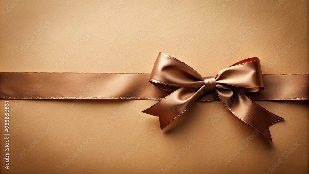 Satin brown ribbon on a beige background , elegant, ribbon, satin, brown, beige, texture, luxurious, gift, wrapping, soft Satin brown ribbon on a beige background , elegant, ribbon, satin, brown, beige, texture, luxurious, gift, wrapping, soft